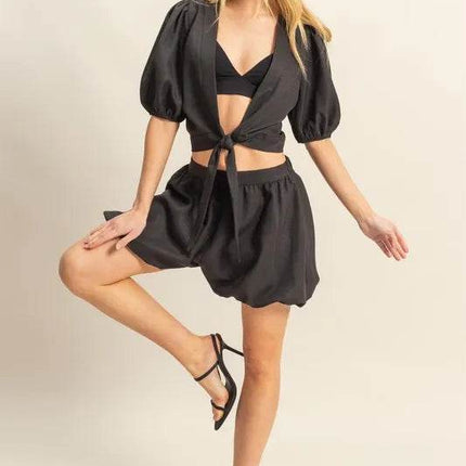 HYFVE Front Tie Top and Bubble Hem Shorts - MimiStylez