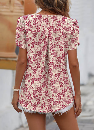 Ruche V-Neck Petal Sleeve Top - MimiStylez