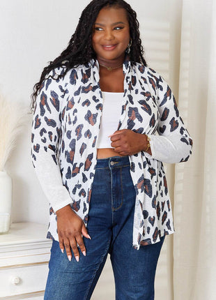 Double Take Leopard Long Sleeve Cardigan - MimiStylez