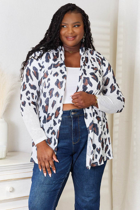 Double Take Leopard Long Sleeve Cardigan - MimiStylez