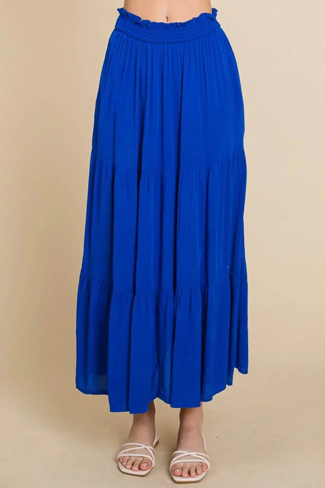 Culture Code Full Size Frill Ruched Midi Skirt - MimiStylez
