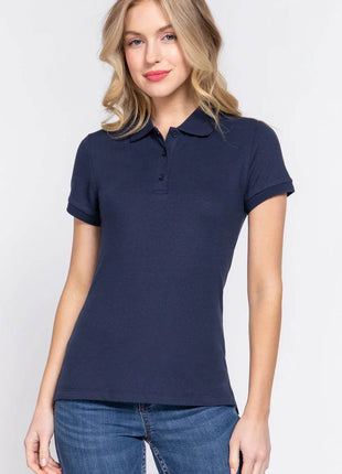 ACTIVE BASIC Full Size Classic Short Sleeve Polo Top - MimiStylez