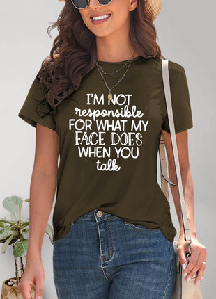 Letter Graphic Round Neck Short Sleeve T-Shirt - MimiStylez