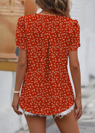 Ruche V-Neck Petal Sleeve Top - MimiStylez