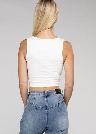 Cotton Square Neck Cropped Cami Top - MimiStylez