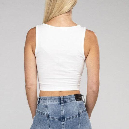 Cotton Square Neck Cropped Cami Top - MimiStylez