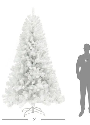 9FT White Unlit Christmas Tree With 2132 Branch Tips, Auto Open, Steel Base