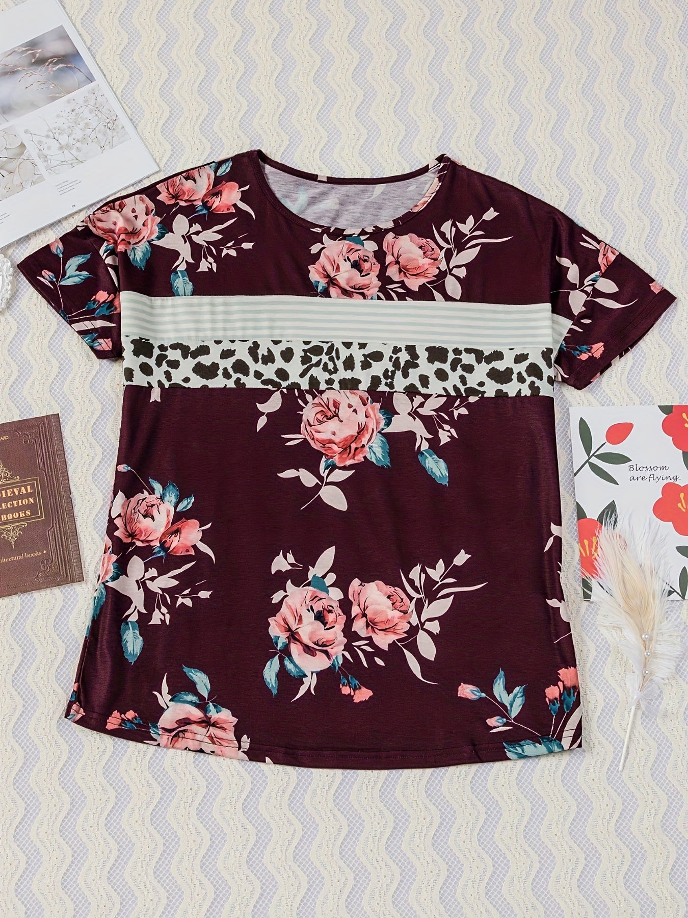 Printed Round Neck Short Sleeve T-Shirt