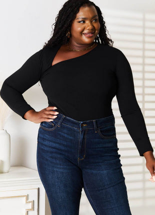 Basic Bae Asymmetrical Neck Long Sleeve Top - MimiStylez