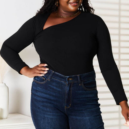 Basic Bae Asymmetrical Neck Long Sleeve Top - MimiStylez