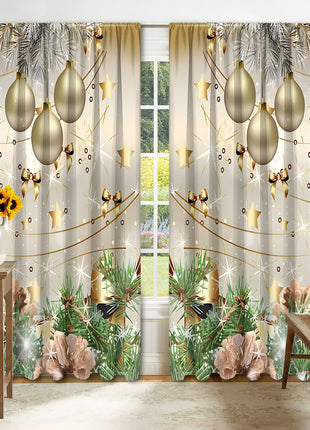 2PCs Christmas Curtain 3D Printing Curtain