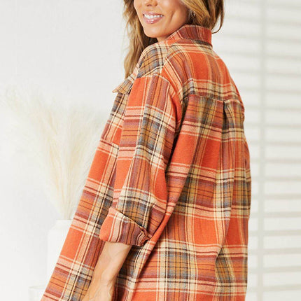 Plaid Dropped Shoulder Shirt - MimiStylez