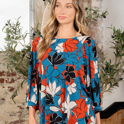 Sew In Love Full Size Printed Boat Neck Blouse - MimiStylez
