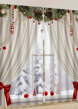 2PCs European Curtain Christmas Series