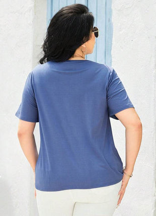 Plus Size Cutout Short Sleeve Top - MimiStylez