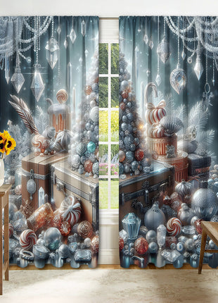 2PCs Digital Printed Christmas Curtains