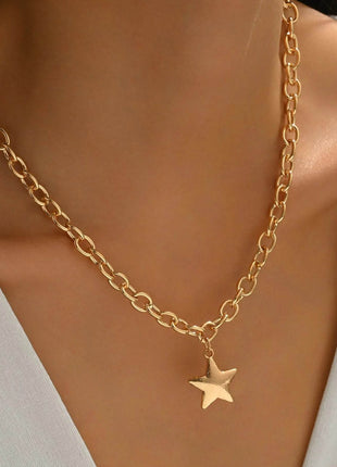 18K Gold-Plated Star Pendant Chain Necklace - MimiStylez