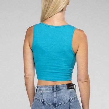 Cotton Square Neck Cropped Cami Top - MimiStylez