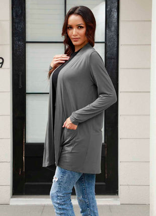 Basic Bae Full Size Open Front Long Sleeve Cardigan with Pockets - MimiStylez