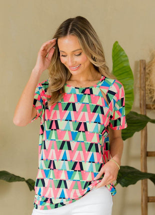 Sew In Love Full Size Geometric Round Neck Top - MimiStylez