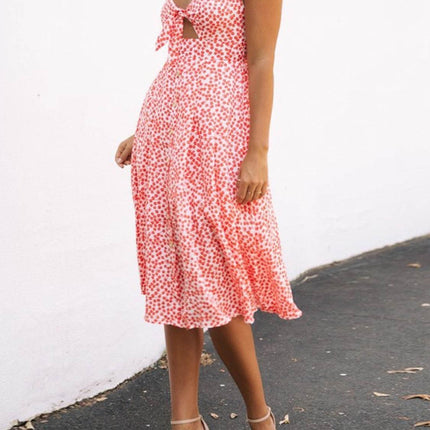 Cutout Smocked Sweetheart Neck Cami Dress - MimiStylez