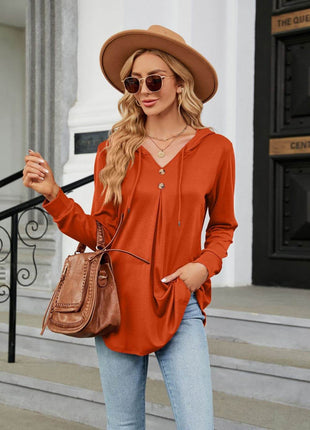 Long Sleeve Hooded Blouse - MimiStylez