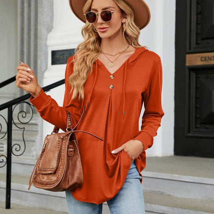 Long Sleeve Hooded Blouse - MimiStylez