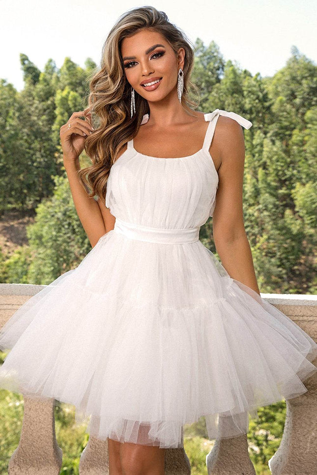 Tie-Shoulder Mesh Dress - MimiStylez