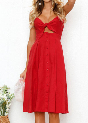 Cutout Smocked Sweetheart Neck Cami Dress - MimiStylez