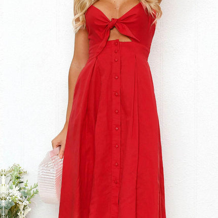 Cutout Smocked Sweetheart Neck Cami Dress - MimiStylez