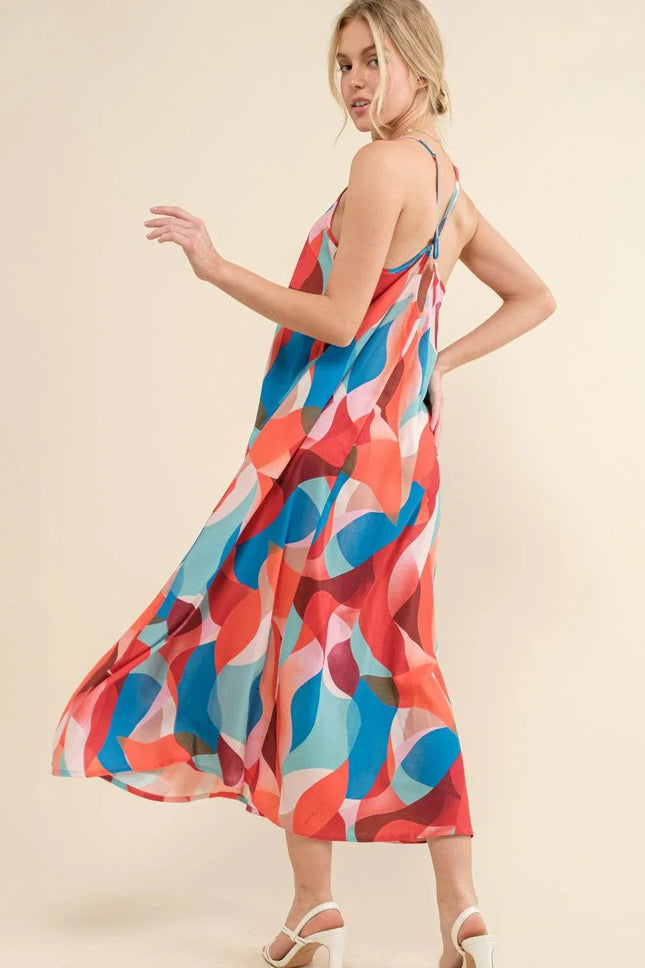 And the Why Printed Crisscross Back Cami Dress - MimiStylez