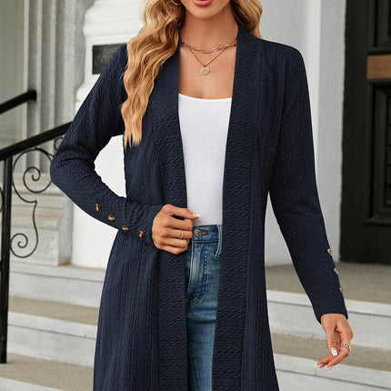 Open Front Long Sleeve Cardigan - MimiStylez