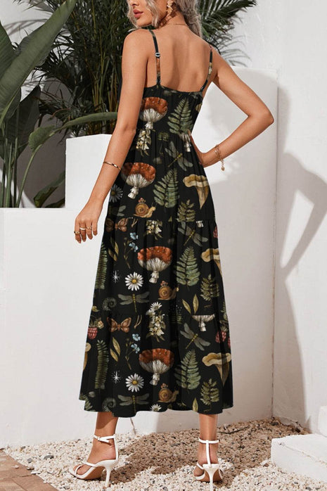 Tiered Printed Square Neck Cami Dress - MimiStylez