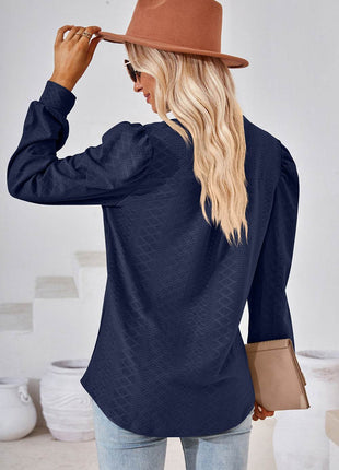 Notched Long Sleeve T-Shirt - MimiStylez