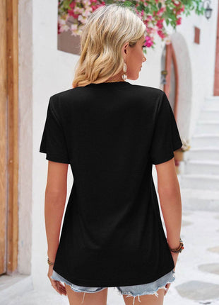 Double Take Ruched V-Neck Short Sleeve T-Shirt - MimiStylez