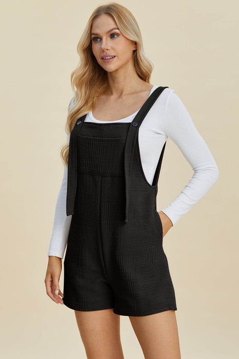 Double Take Full Size Texture Sleeveless Romper - MimiStylez
