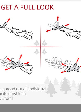 Prelit Christmas 4-Piece Set, Garland Wreath And Set Of 2 Entrance Trees With Warm White LED Lights, Red Berries, Pine Cones, Green