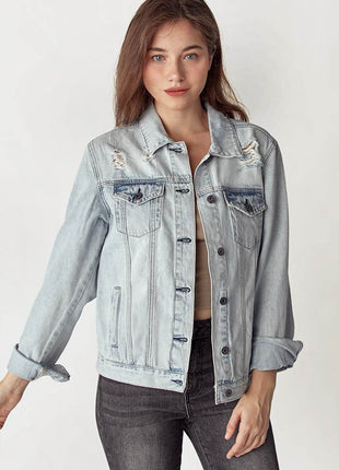 RISEN Distressed Button Up Jacket - MimiStylez