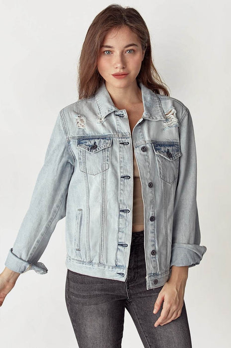 RISEN Distressed Button Up Jacket - MimiStylez