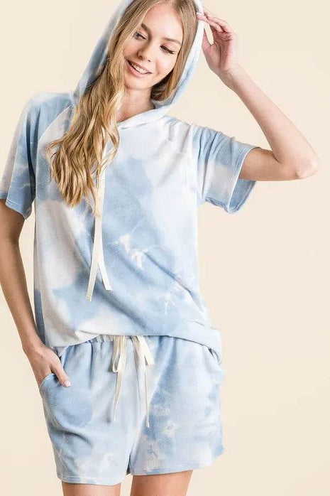 BiBi Tie Dye French Terry Hoodie Top and Bottom Set - MimiStylez