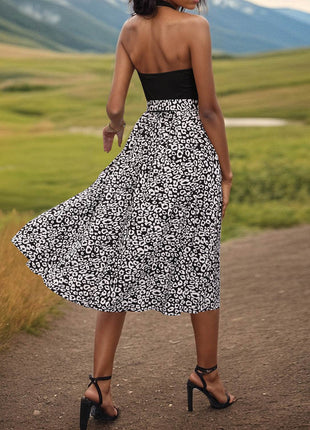Leopard Halter Neck Midi Dress - MimiStylez