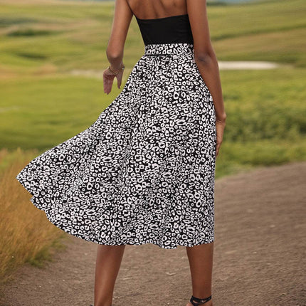 Leopard Halter Neck Midi Dress - MimiStylez