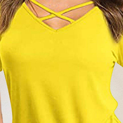 Crisscross Short Sleeve T-Shirt - MimiStylez