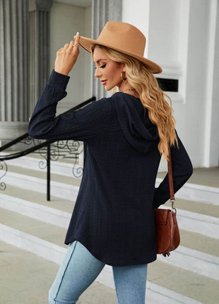 Long Sleeve Hooded Blouse - MimiStylez