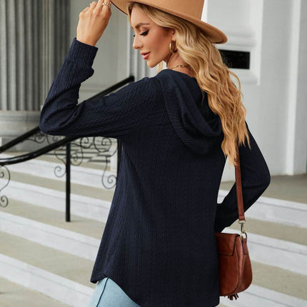 Long Sleeve Hooded Blouse - MimiStylez