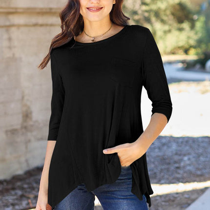 Basic Bae Full Size Round Neck Pocketed T-Shirt - MimiStylez
