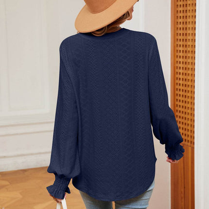Notched Neck Flounce Sleeve Blouse - MimiStylez