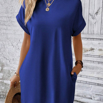 Round Neck Short Sleeve Mini Dress - MimiStylez
