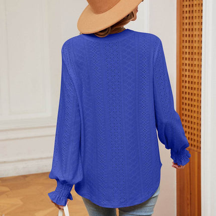 Notched Neck Flounce Sleeve Blouse - MimiStylez
