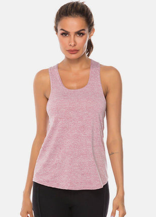 Full Size Scoop Neck Wide Strap Active Tank - MimiStylez